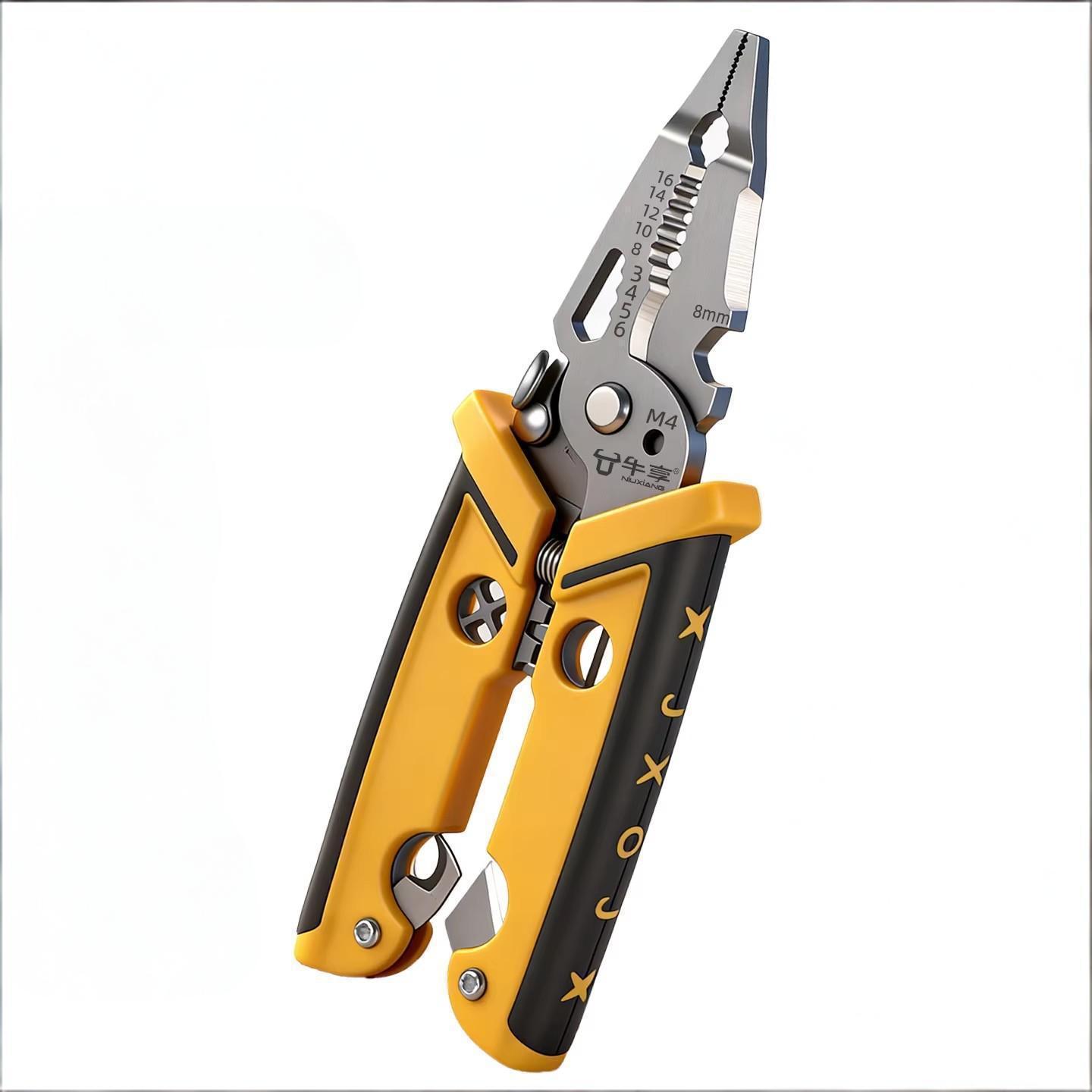 Electrician Pliers Multifunctional Wire Stripper Crimper Pliers Crimping Cutting Professional Electrician Tool жёлтый