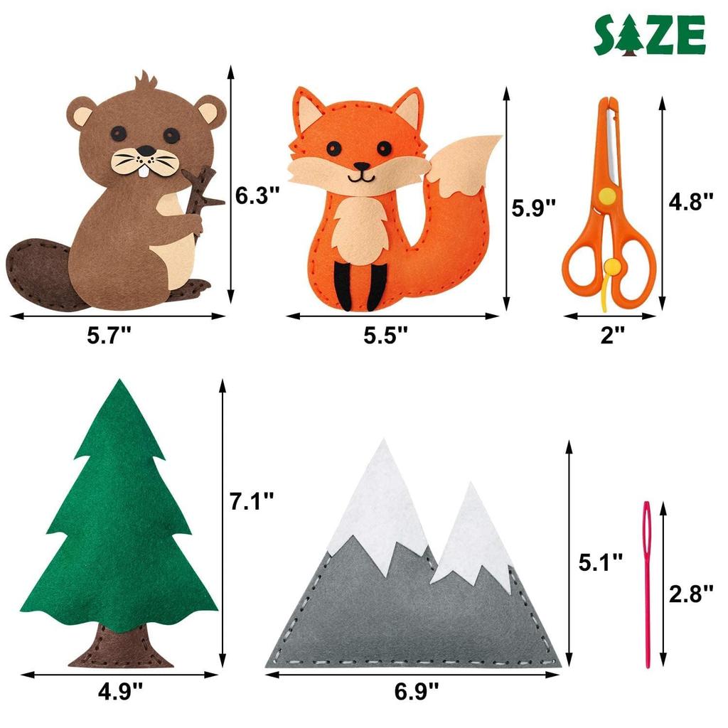 Kids Woodland Animals Sewing Kit DIY Craft Set Educational Sewing Gifts for Birthday Party Classroom Activity