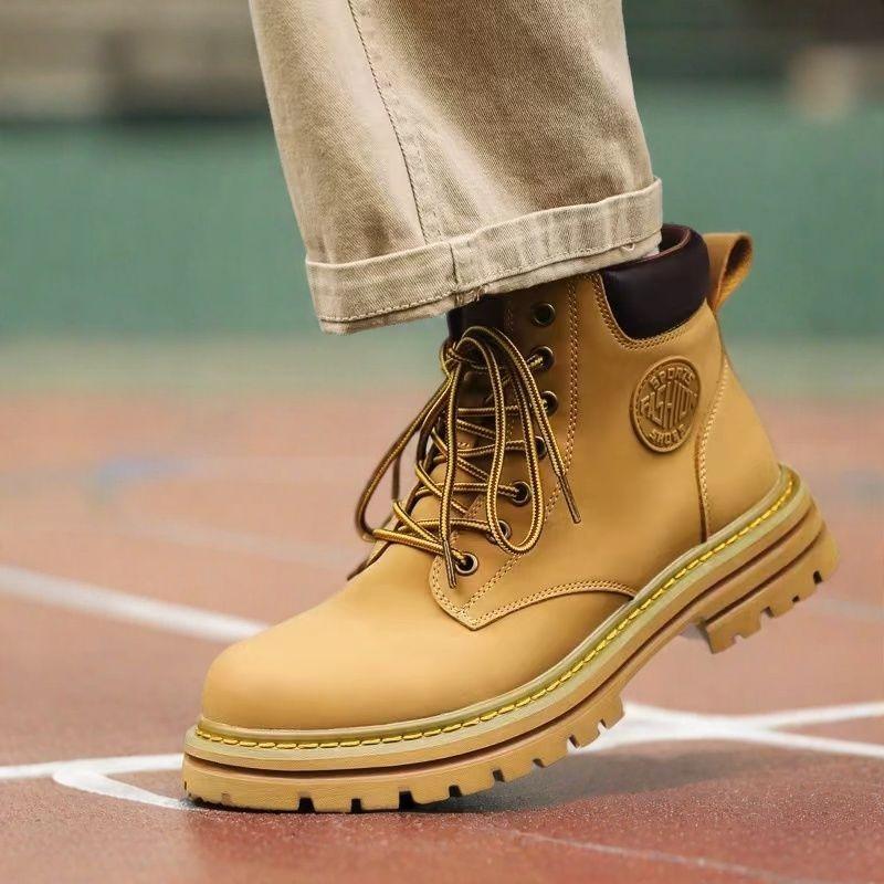 Martin Boots Men's Shoes High-top Thick-soled Heightening Tooling Rhubarb Boots New Autumn and Winter Casual Versatile Trendy Shoes