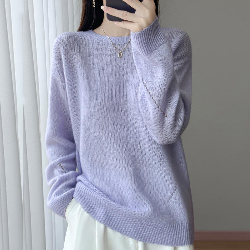 Korean Tencel Wool Knit Women's Round Neck Sweater - Autumn/Winter Fashion