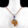 European American Fashion Creative Design Natural Conch fossil Pendant Semi-precious Stone Inlay Herringbone Pattern Accessory