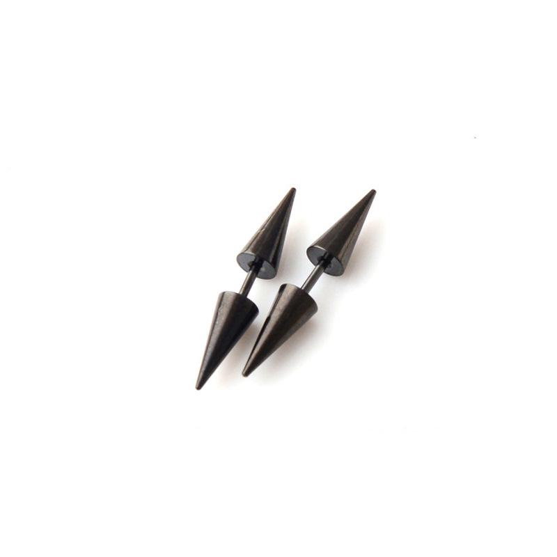 European & American Punk Dumbbell Spike Stud Earrings - Titanium Steel, Trendy Minimalist Design for Men & Women