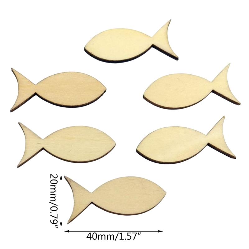 Pack of 50pcs Wood Fish Table Decors Fish Wood Christening Fish Great for Crafting Christening Decorations Home