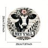Cow Head Metal Wall Art with Flowers 8 Inch Vintage Home Decor