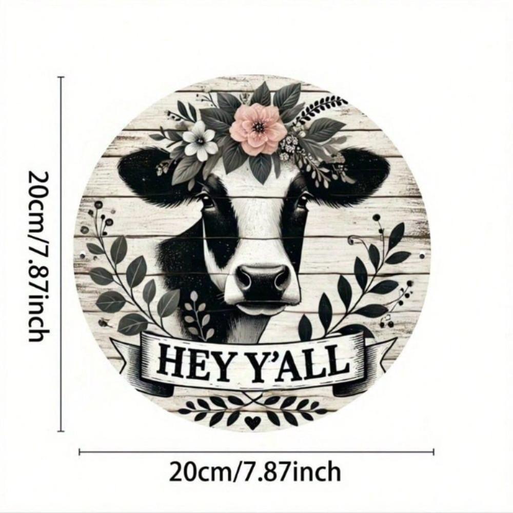 Cow Head Metal Wall Art with Flowers 8 Inch Vintage Home Decor