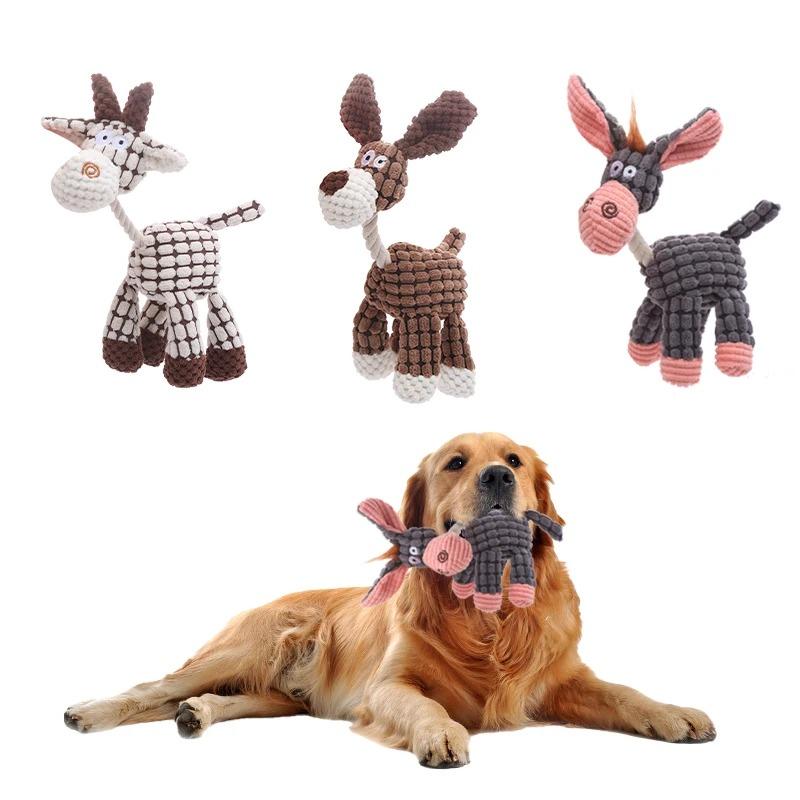 Stuffed Donkey Pet Dog Toy Bite Resistant Teeth Stuffed Toy with BB Bark