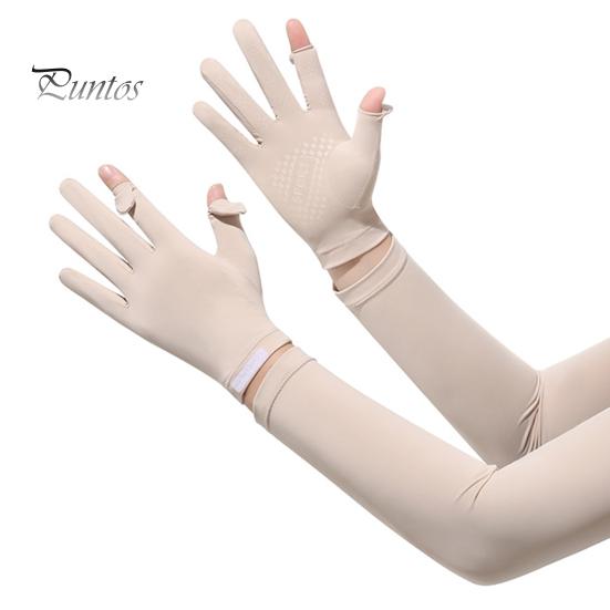 Sunscreen Arm Sleeves Women Sun Protection Gloves, Cooling with Detachable Full Finger Gloves Anti-Slip Palm, UV for Summer Driving Cycling Hiking