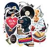 35-70pcs Retro Music Stickers Groovy Decor Diy Skateboard Luggage Guitar Laptop Car Waterproof Graffiti Decals