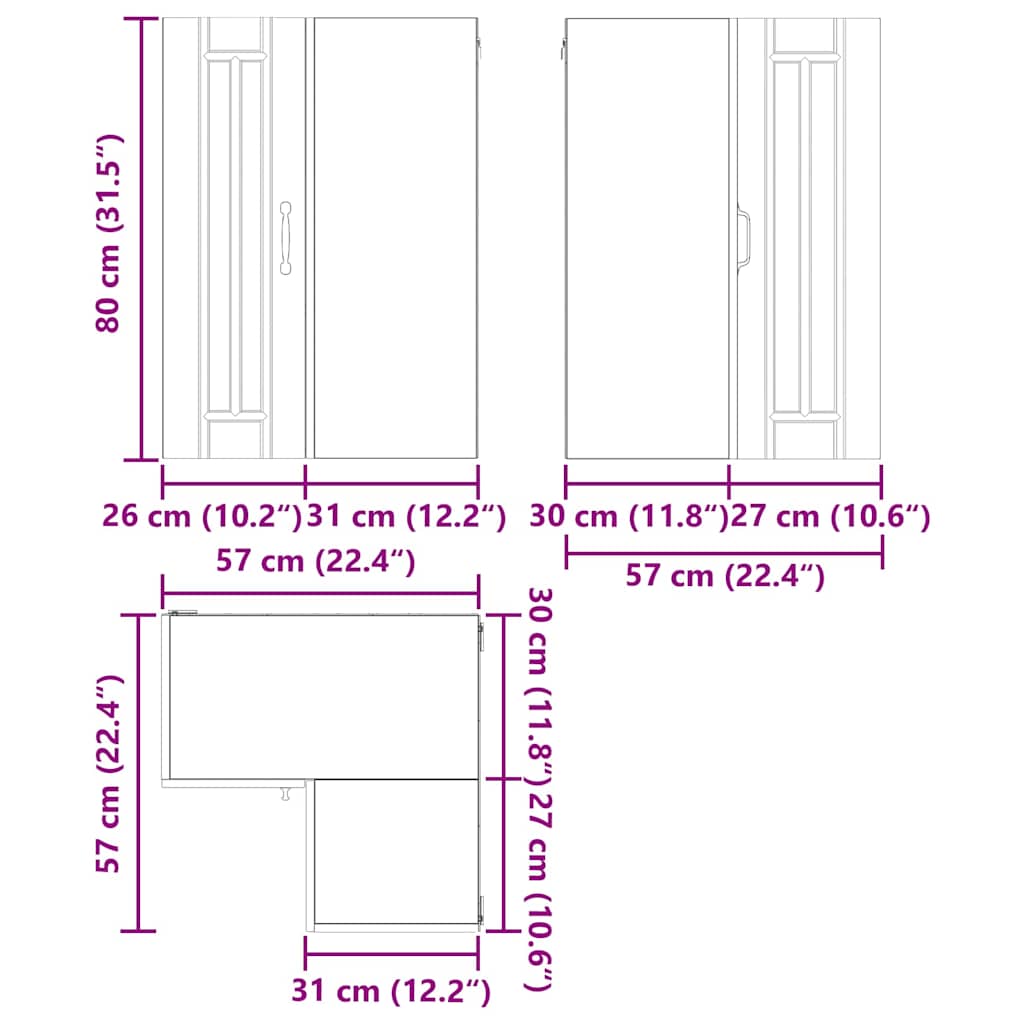 Wall Corner Cabinet LUCCA Artisan Oak 57 x 57 x 80 cm