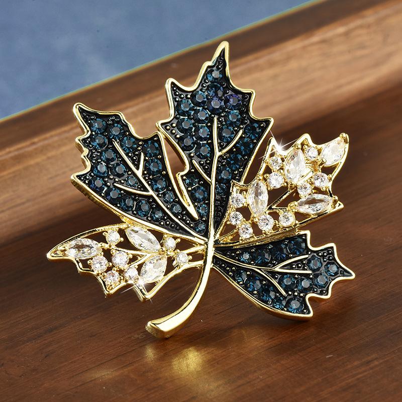 

Брошь в виде кленового листа из кристаллов, высококачественный темпераментный костюм, пальто, аксессуары, бутоньерка Guochao Cheongsam, ретро-булавка, новогодний подарок