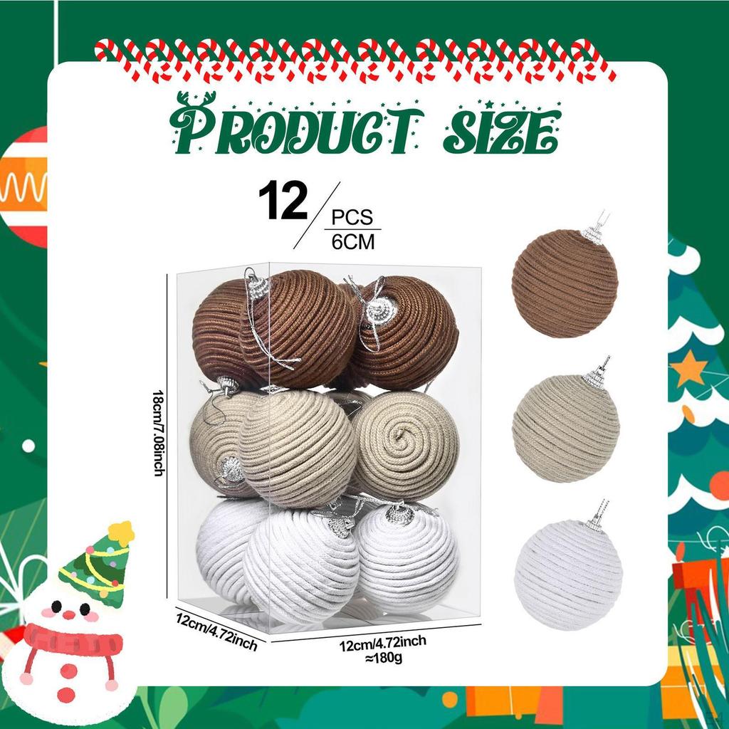 12 Pieces Christmas Balls Tree Decorations Pendants Home Thanksgiving Celebrations Party