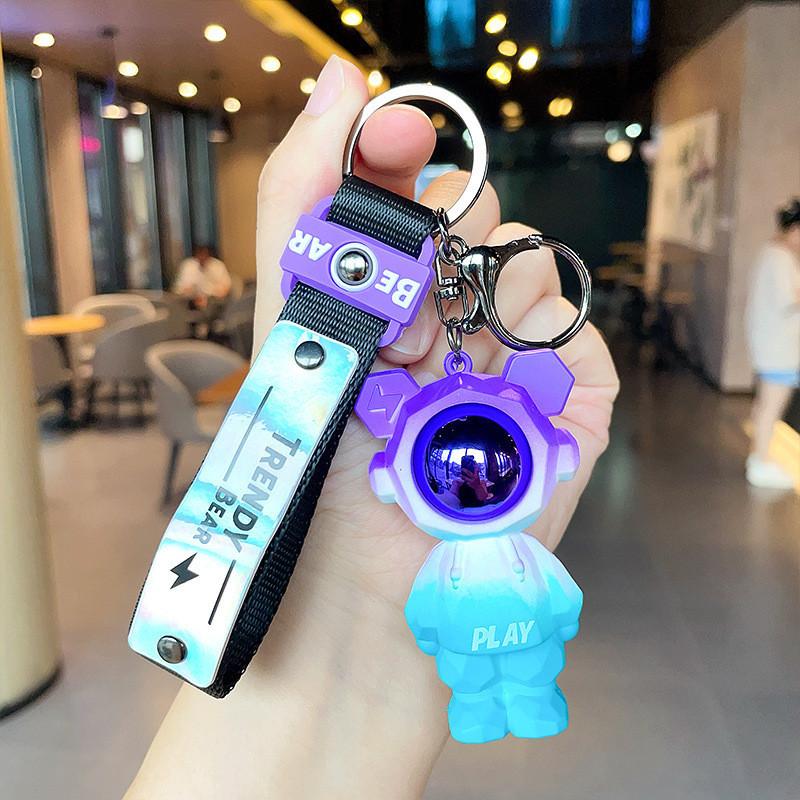 Gradient Cool Faceted Lightning Bear Keychain Pvc Car Bag Charm Gift