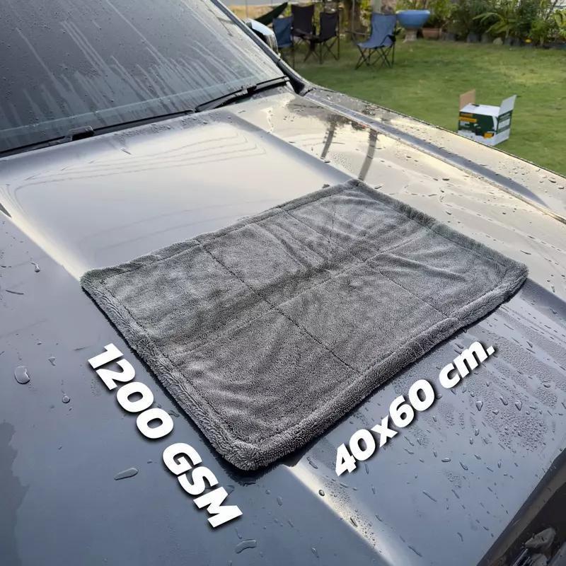 Microfiber Drying Towel Twisted Pile 2 Sides 1200 Gsm Thick Microfiber Cloth Super Absorbent Car Motorcycle Drying Cloth
