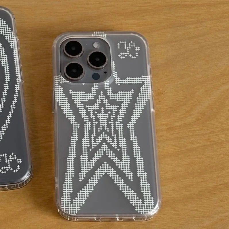 

Circle Star Creative Korean Advanced Matte Transparent Phone Case For iPhone 16 E 15 14 13 12 11 Pro Max 7 8 Plus MINI Y2K Cover For iPhone 16 Pro Max