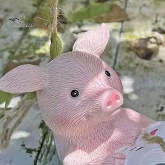 Durable Outdoor Decoration Hanging Resin Pig Figurine, Cute Piggy Lying in Hammock Reading Waterproof Ornament Book Ornament, Animal Sculpture