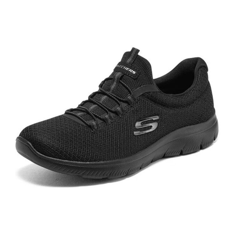 Skechers Women Black Low Top Training Running Shoes Light Elastic Cushion Breathable Support Anti Slip Wear Resistant Stylish 12980-BBK