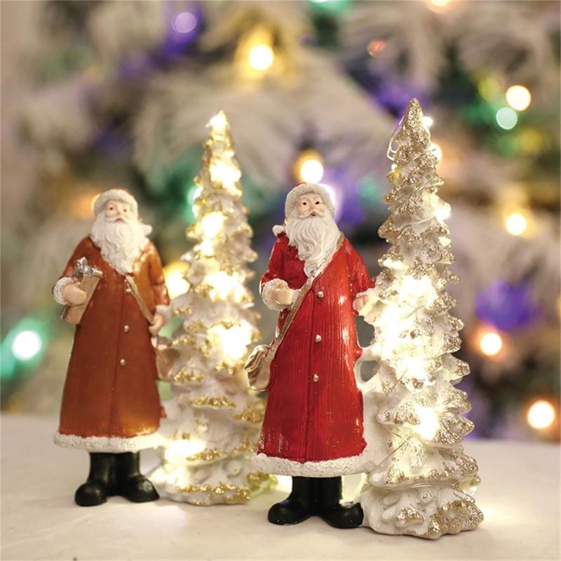 Christmas Figurine Figure Decors Resin Santa Clauses Statue Christmas Decorative Figurines Centerpieces for Holiday
