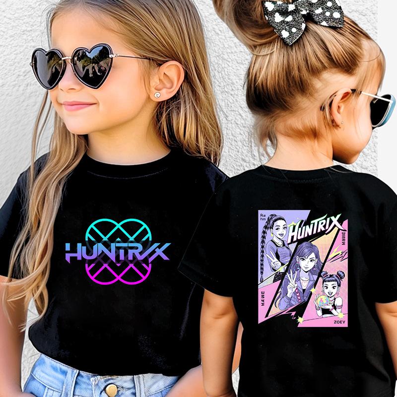 Kpop Hunter Girls' Korean Printed Short Sleeve Medium to Small Kids' T-Shirt