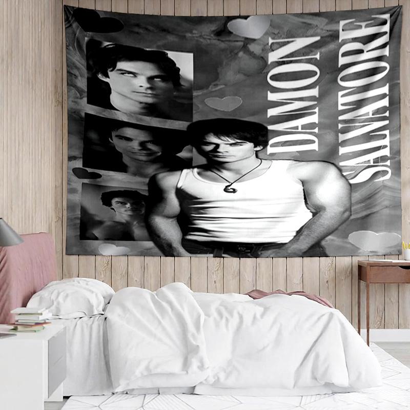 1PC Two Men In Suits Damon Tapestry Accessories Playroom Tapestry, for Bedroom,Livingroom, Dormitory Room Wall Decor Fan Birthday Gifts