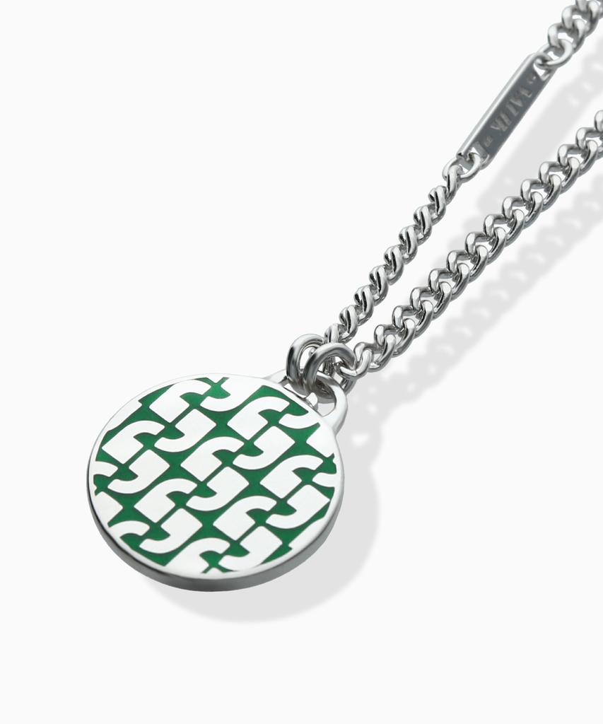 Valik [925 Silver] No.20 Signature Green Pattern Coin Necklace [L]