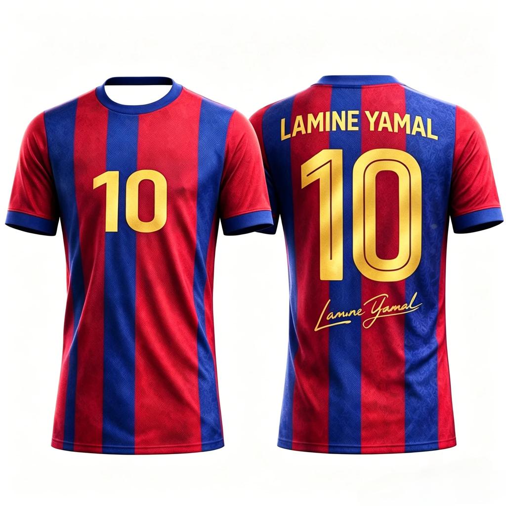 Das 3D-bedruckte Sport-T-Shirt für Fußballfans von Rami Yamal ist atmungsaktiv und schnell trocknend, geeignet für den Sommer im Freien für die ganze Familie.