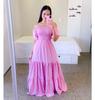 2026 cross-border new spring and summer European and American women's clothing dress one-word shoulder floral off-the-shoulder long color fairy skirt