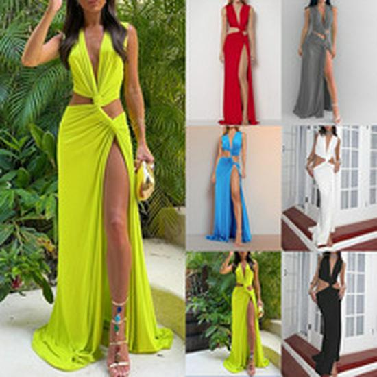 Women's Spring Solid Color High-waisted Wide-leg Jumpsuit with Half-open Collar