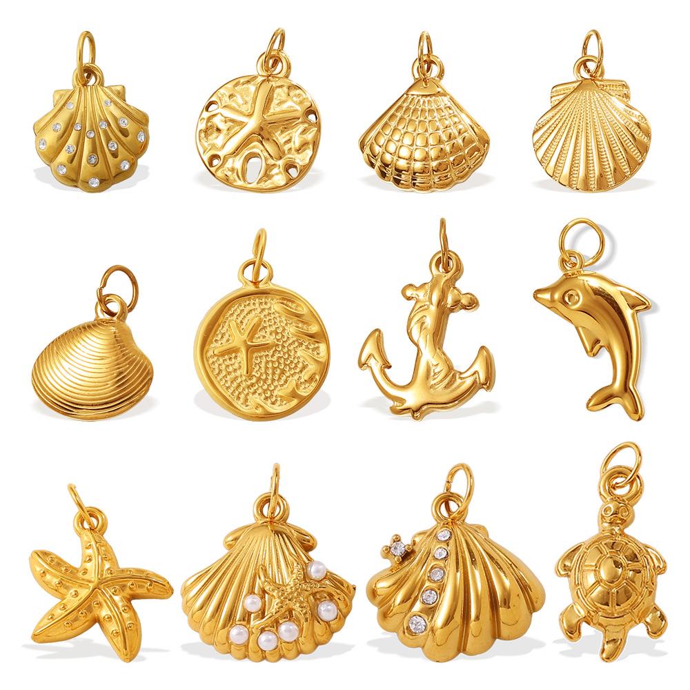 18K Gold Plated Shell Pendant for Versatile DIY Jewelry