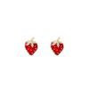 Sweet And Cute, Exquisite And Small Strawberry Stud Earrings, Simple And Small Fresh Fruit With Diamonds, Sleep Earrings Without Picking.