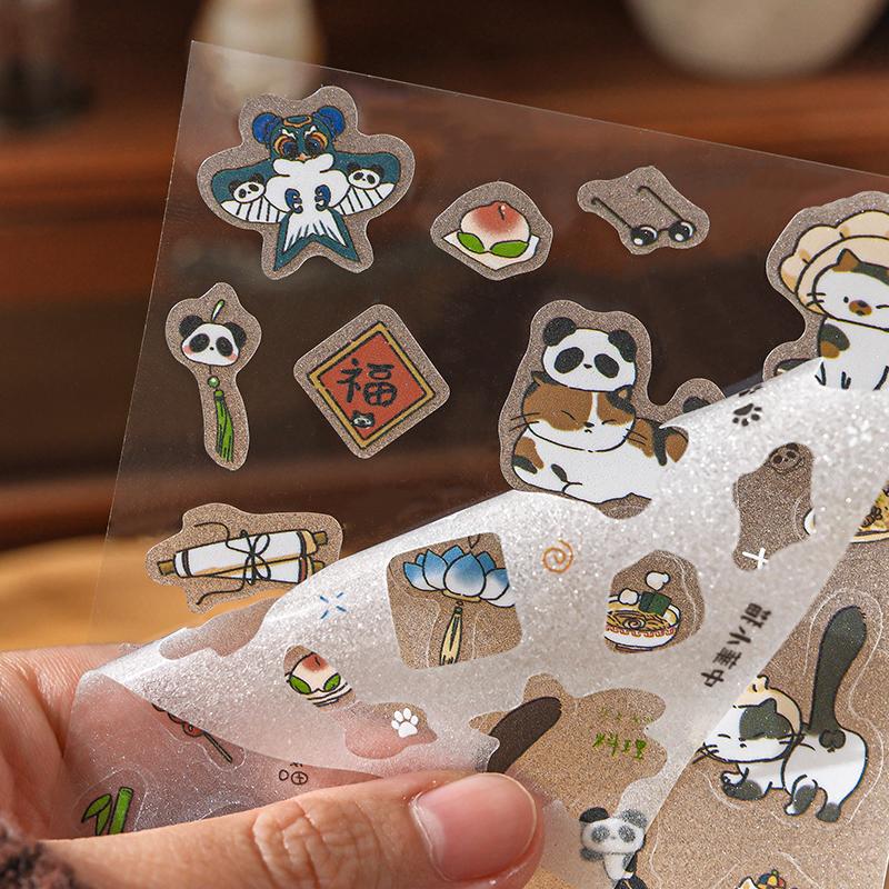 4bags Adorable Pets And Food Theme PET Stickers Precision Cut For Scrapbooking Diy Journaling Decorate Phone Case Laptop