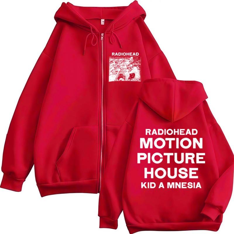 Rock Band Radiohead Motion Picture House Kid A Mnesia Zipper Hoodies Men's Women Clothing Casual Zip Up Hooded Sweatshirts Coats
