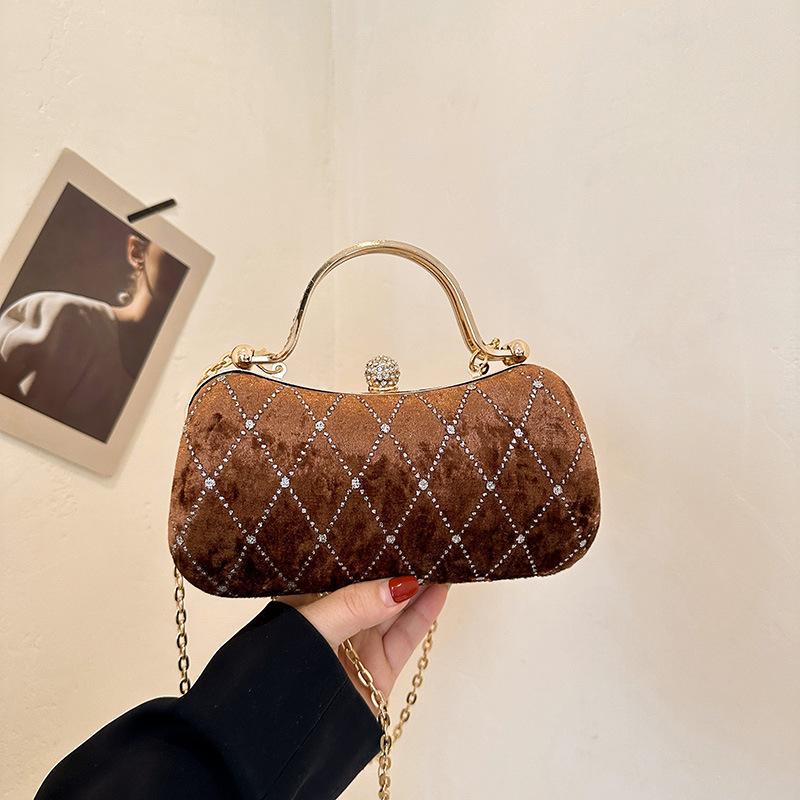 Elegant Evening Bag Rhinestone Portable Clutch Suitable for Wedding Prom Dinner Party Hanbangs Velvet Mini Formal Bags 2025 Gift