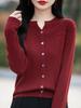 Women's Slimming V-Neck Stripe Button Cardigan for Autumn/Winter