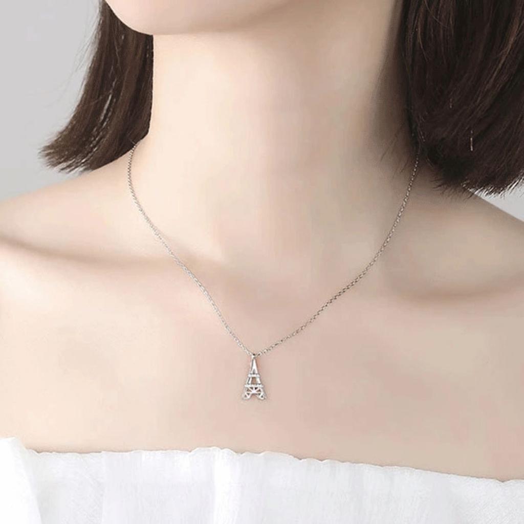 Sparkling Eiffel Tower Pendant Necklace Elegant Paris Inspired Romantic Jewelry for Women