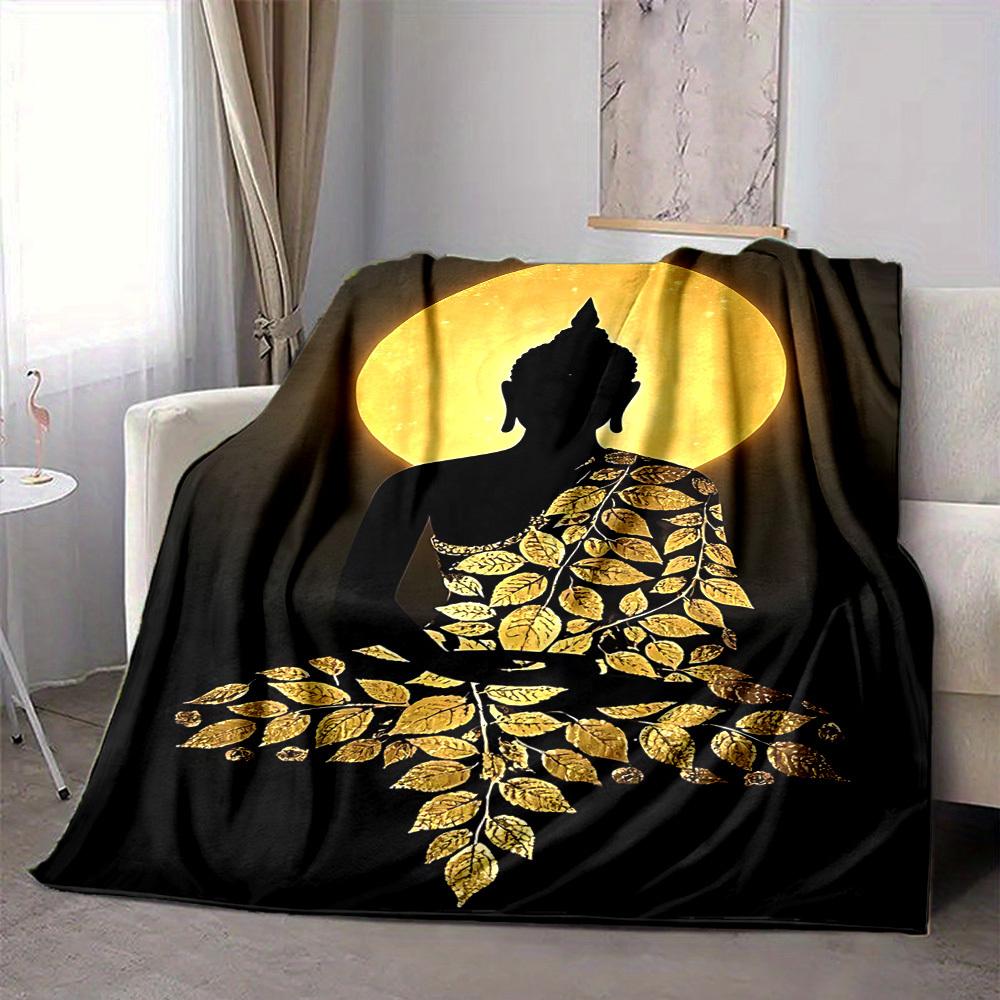 1pc Buddha Moon Blanket, Lightweight Flannel Throw Blanket for Sofa, Bed, Travel, Camping, Living Room, Office, Couch, Chair, and Bed
