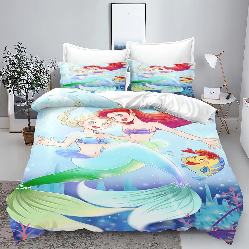 Mermaid Princess Ariel Bedroom 3-Piece Set Duvet Cover Set Bedding 3D Children'S Bedding Comforter Sets Queen Twin Home Anime