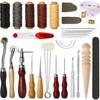 31Pcs Leather Sewing Tools DIY Leather Craft Hand Stitching Kit with Groover Awl Waxed Thimble