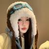 Autumn and winter velvet flying hat warm hat thickened cute glasses flying ear protector Lei Feng hat warm knitted hat