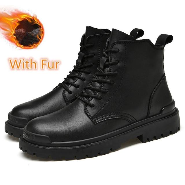 Fashion Men Boots  Genuine Leather Ankle Boots Outdoor Casual Comfortable Motorcycle Shoes Classic Big Size 38 -48 Man Shoes