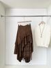 Lace splicing high waist cover slim mid-length skirt women's autumn new Korean version of versatile a-word skirt
