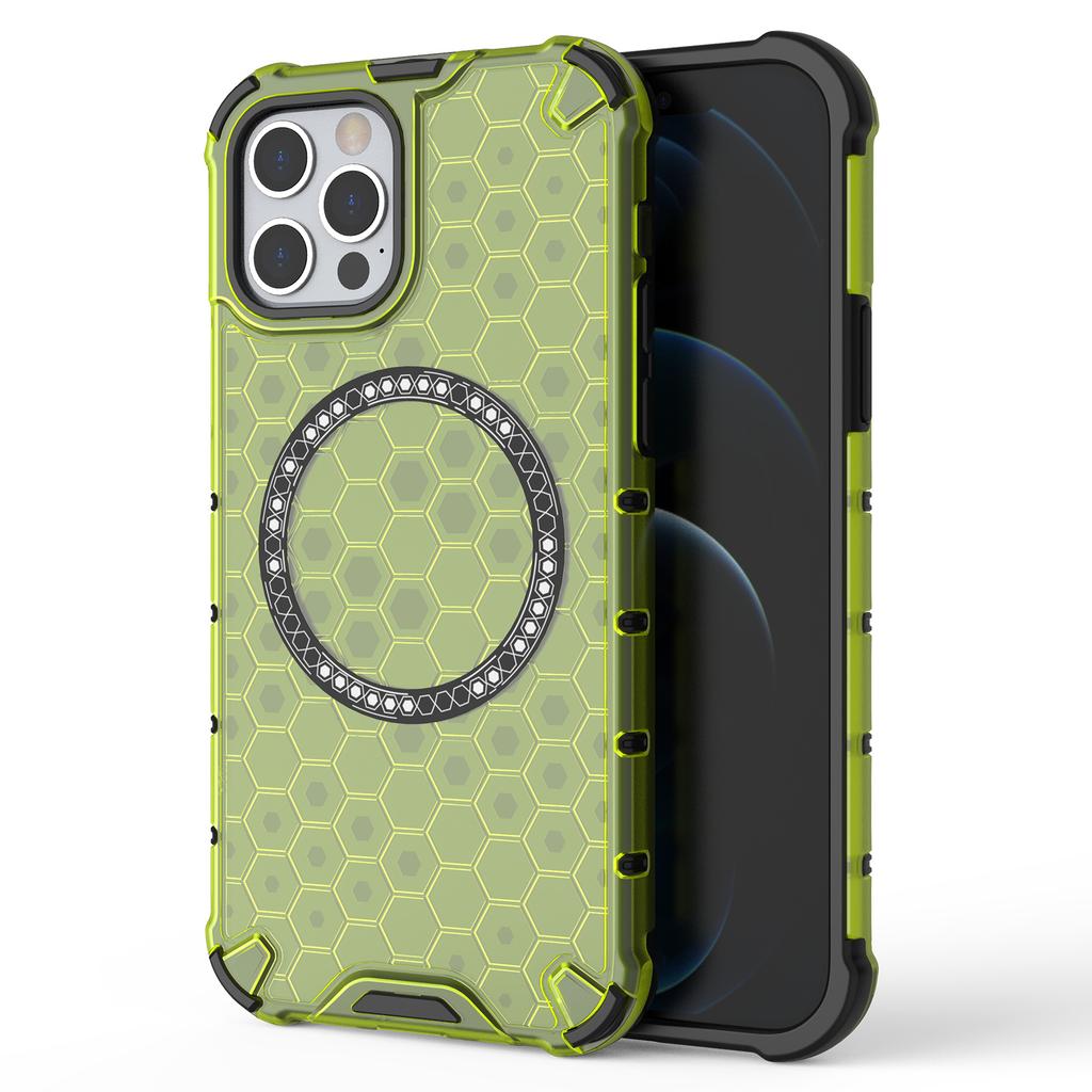Für iPhone 12/12 Pro Magnetische Hülle Wabenförmig Sturzsicher TPU+PC Handyhülle
