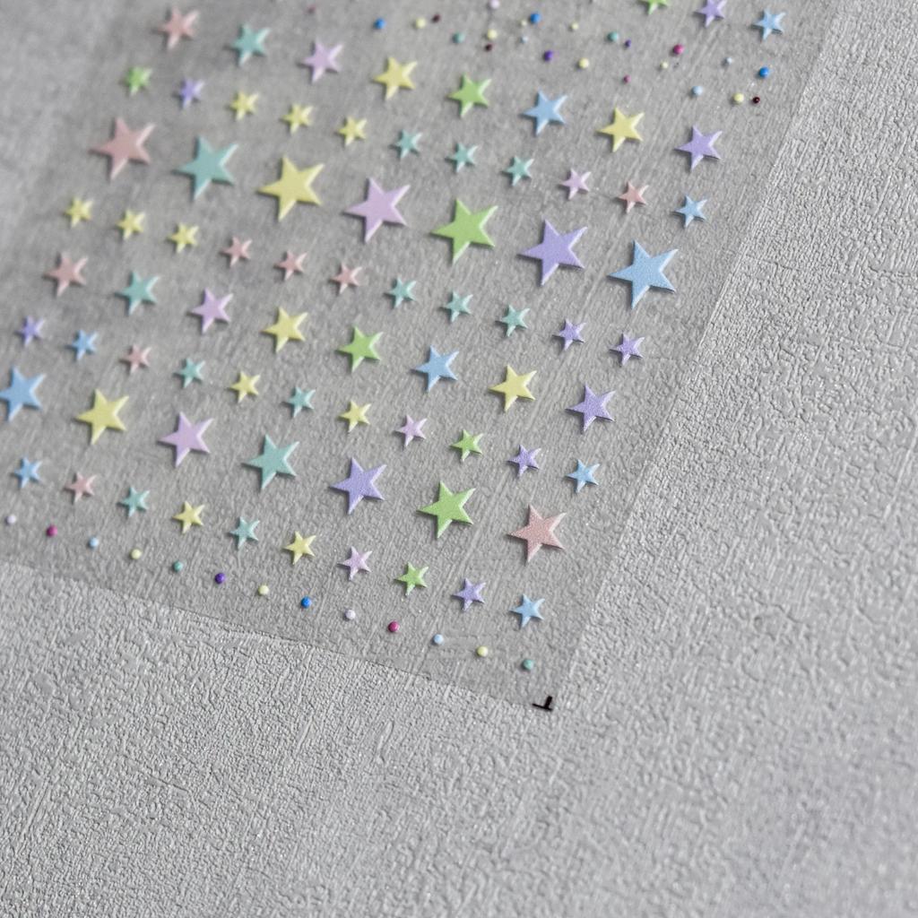 1pcs 5D Relief Kawaii Colorful Star Nail Art Stickers Multi Macaron Mangxing Nail Decorations Self Adhesive Decals Accessories