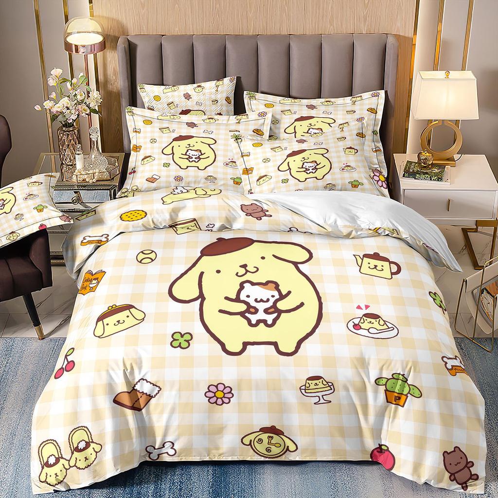 3D Digital Printing Cartoon Animation Children'S Bedding Pudding Dog Three-Piece Set
