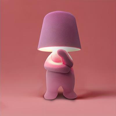 Bedside Touch Console Lamp Velvet Figure Decoration Thinker Statue LED Desk Lamp