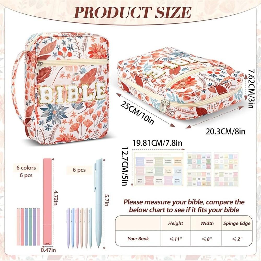 Flora Bible Cover  Case Dustproof Stationery Storage Organizer Book Storage Bag  Study Supplies