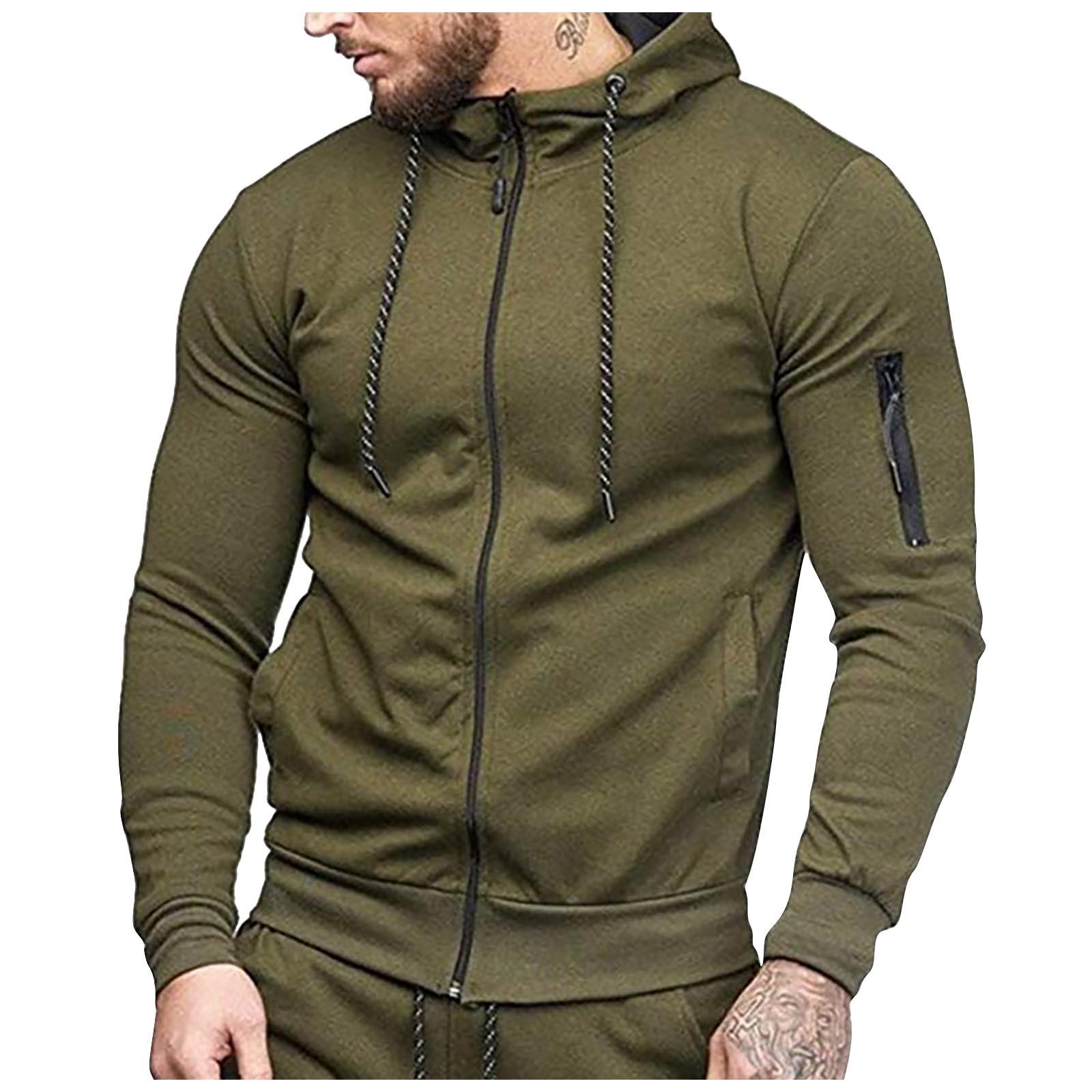 

Men s Casual Sports Zipper Cardigan Sleeve Arm Pocket Sweatshirt XXL