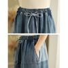 Plus Size Summer Denim Skirts Women Clothing Blue Elastic Vintage A-Line Jeans Skirt High Waist