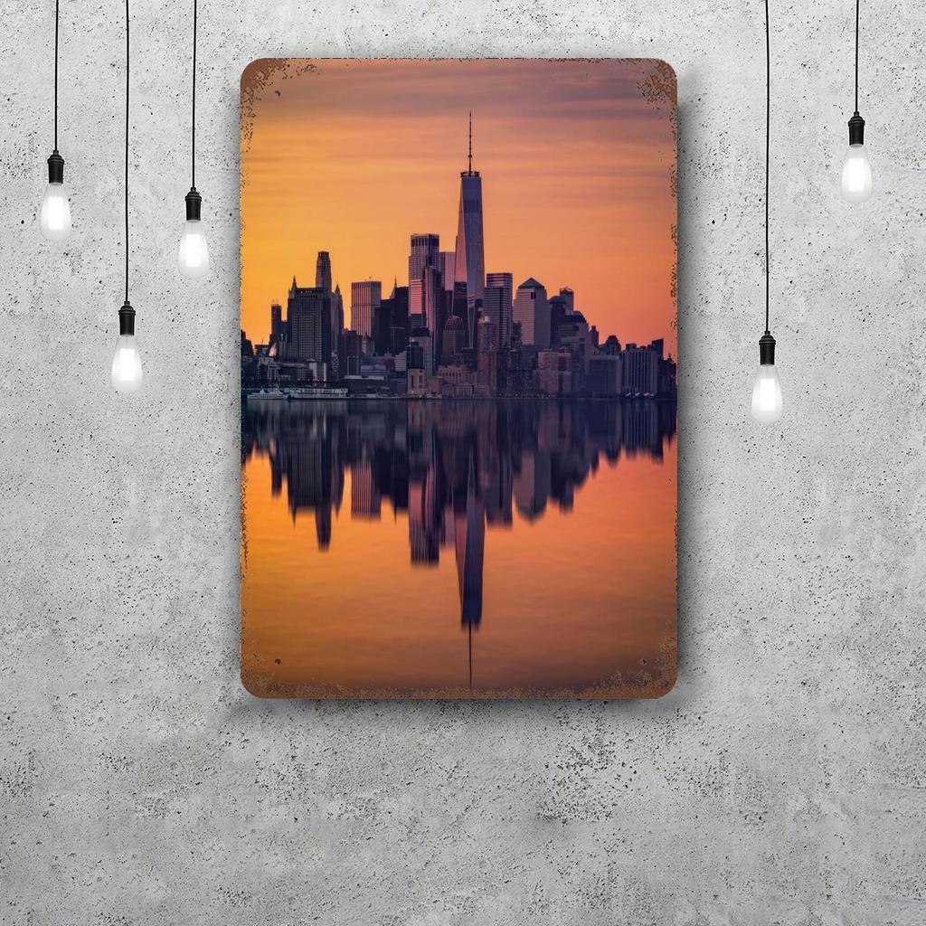 nyc skyline Vintage Metal Tin Signs Posters Decor Retro Metal Plaque Wall Art Decor for Garage Bar