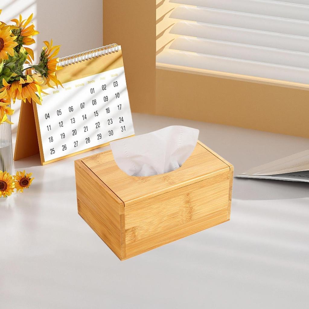 Bambus Tissue Box Abdeckung Tissue Spender Serviette Spender Box für Arbeitsplatte Badezimmer Büro Haushalt el
