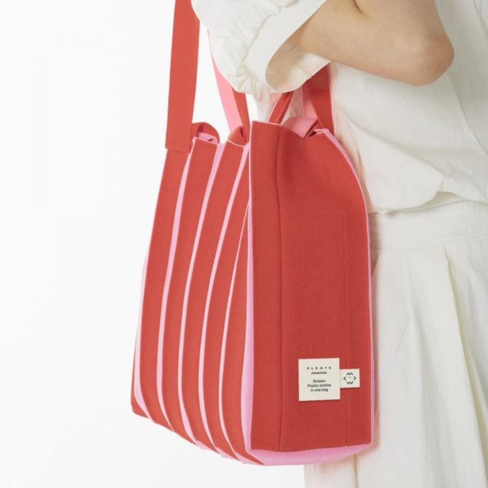 Pleatsmama Two Way Shopper Bag Red Pink